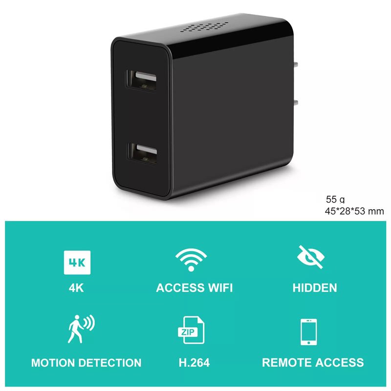 Spy Camera Wireless Hidden WiFi Charger Camera with Remote View, 1080P USB Charger Hidden Spy Camera with Motion Detection, Loop Recording, Work 24x7 Hours up to 20 days Loop Recording, Watch Live in Smartphone