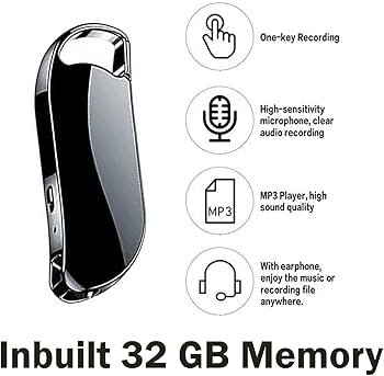 Spy Keychain Voice Recorder, 20Hours Battery Backup with Sensitive Noise Recording Mode, Voice Activated Recording Device, Triple Noise Reduction Spy Small Audio Recording with Inbuilt Memory 32gb Spy Voice Recorder