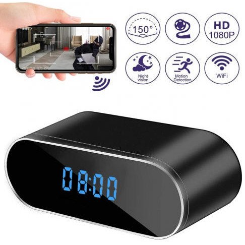 Digital Table Clock Camera WiFi 4K  1080p Full HD Video Audio Live View in Smartphone Night Vision, Motion Detection, 2-3 Hours Battery Backup, 12 mega Pixel Lens Full hd Mini spy Camera for Home Spy Camera