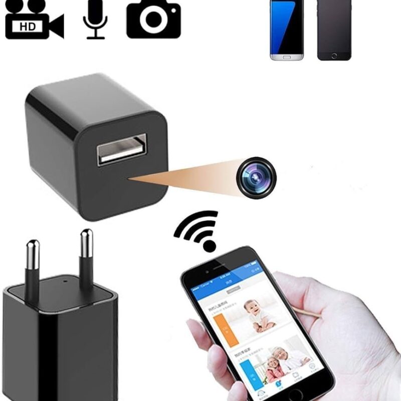 Wifi USB Charger Spy Camera 1080P with Loop Recording, Live Streaming Hidden Camera Invisible Lens