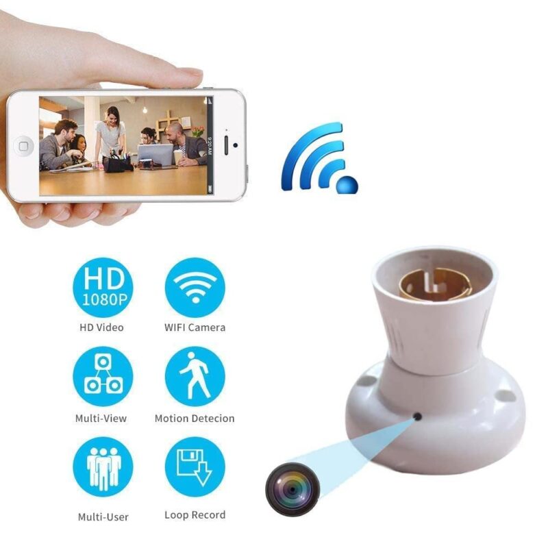 WiFi Spy Bulb Holder Camera, Live Monitoring Spy Camera, Hidden Camera Bulb Holder
